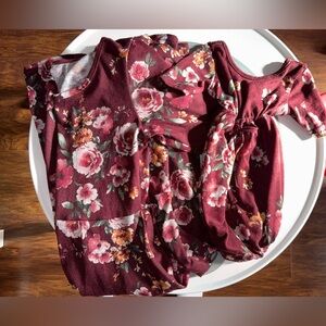 Floral Burgundy Mom & Me Matching Romper & Dress